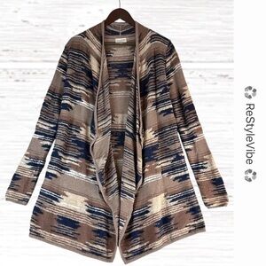 LUCKY BRAND Women’s Size M Cardigan Knit Sweater Open Front Tunic Southwest